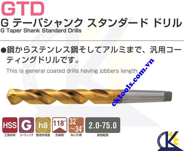 Mũi khoan Nachi GTD 2.0, Mũi khoan Nachi List 620P 2.0, Mũi khoan Nachi List 620P F2.0, Mũi khoan đuôi côn Nachi D2.0