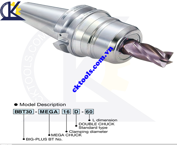 Đầu kẹp dao BIG DAISHOWA BBT30-MEGA, DOUBLE POWER CHUCK BBT30-MEGA , Holder BBT30-MEGA
