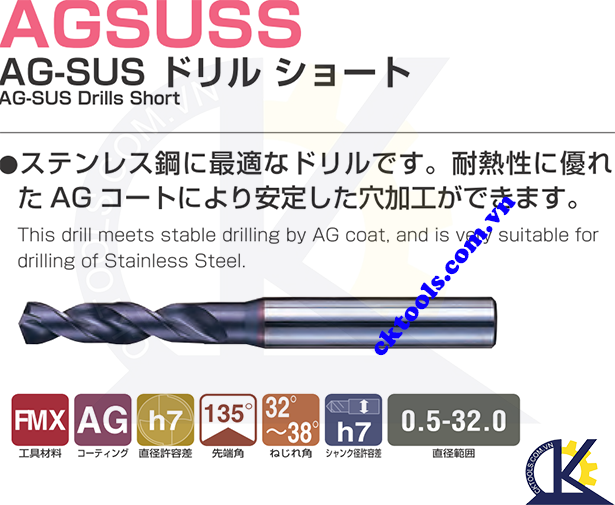 Mũi khoan Nachi AGSUSS 0.5, Mũi khoan Nachi List 6596P 0.5, Mũi khoan Nachi List 6596P F0.5, Mũi khoan chuôi trụ Nachi D0.5